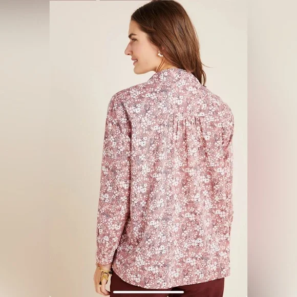 Anthropologie Button Down Top - Pilcro The Sasha Smocked Floral Button Down Top - Picture 3 of 6